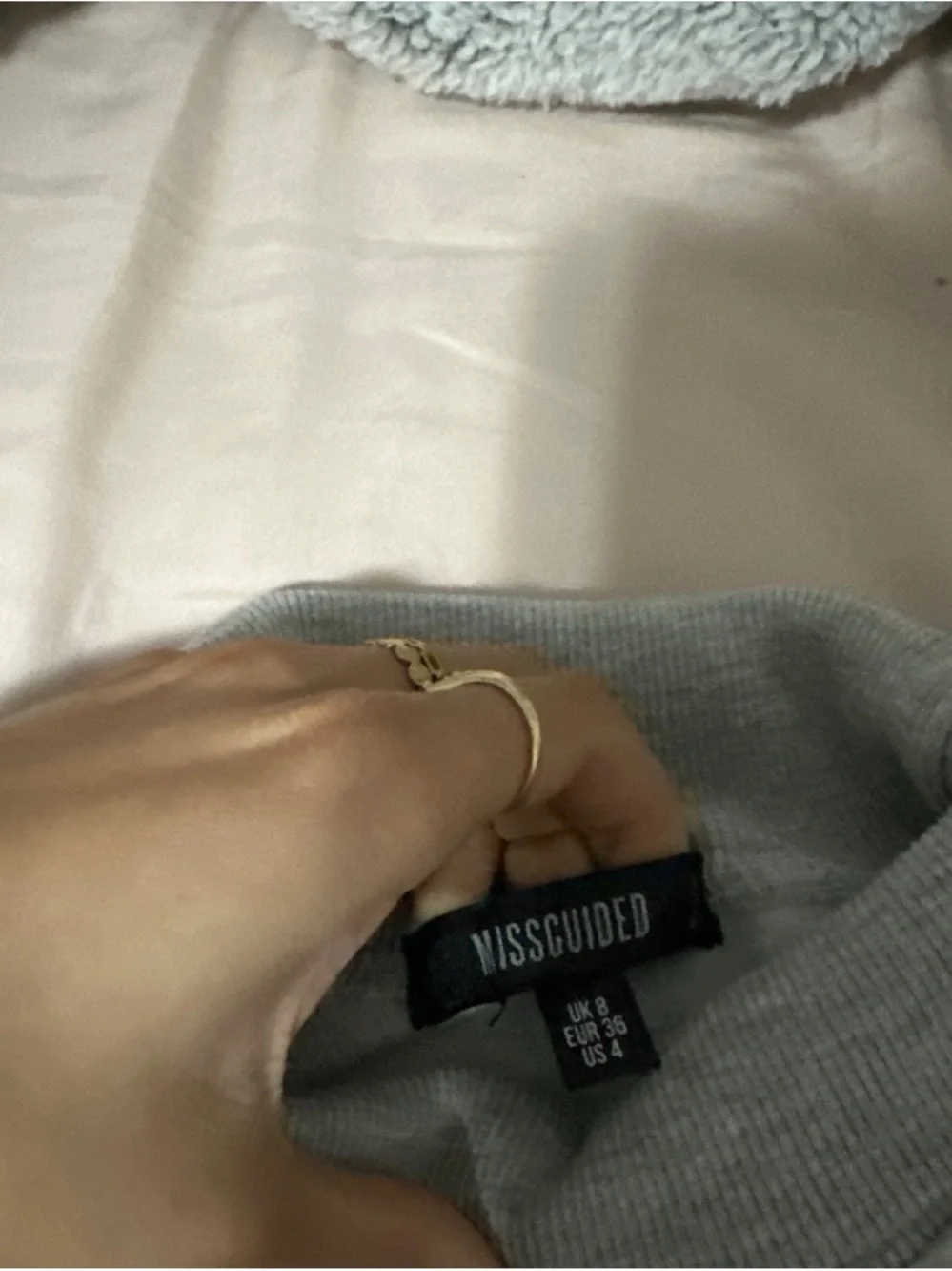 Missguided Plus Grey Crewneck Sweatshirt with Blue Embroidered 'LEISURE'